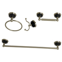 Thumbnail for Kingston Brass BAK9112478BN Water Onyx 4-Piece Bathroom Accessory Set, Brushed Nickel - BNGBath