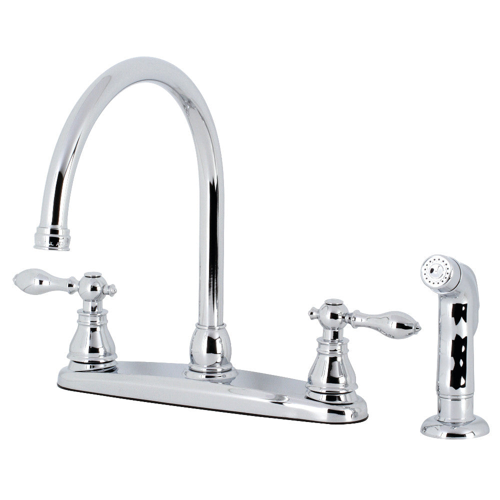 Kingston Brass KB721ACLSP American Classic Centerset Kitchen Faucet with Side Sprayer, Polished Chrome - BNGBath