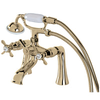 Thumbnail for Kingston Brass KS288PB Essex Clawfoot Tub Faucet with Hand Shower, Polished Brass - BNGBath