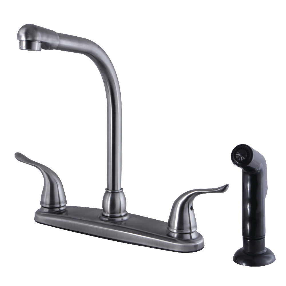 Kingston Brass FB2754YLSP Yosemite 8-Inch Centerset Kitchen Faucet with Sprayer, Black Stainless - BNGBath