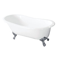 Thumbnail for Aqua Eden VCT7D5431B1 54-Inch Cast Iron Slipper Clawfoot Tub with 7-Inch Faucet Drillings, White/Polished Chrome - BNGBath