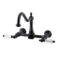 Thumbnail for Kingston Brass KS1245WLL Wilshire Wall Mount Bridge Kitchen Faucet, Oil Rubbed Bronze - BNGBath