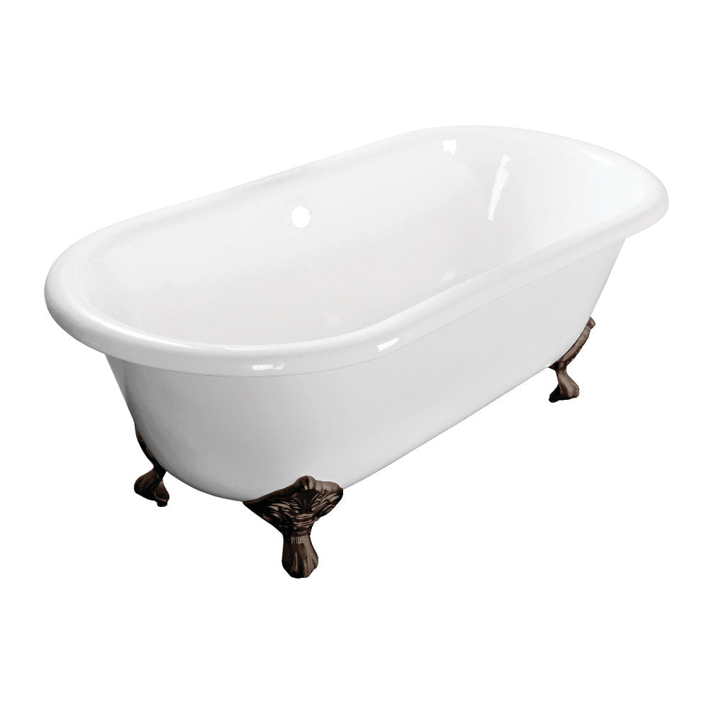 Aqua Eden VCTND603017NB5 60-Inch Cast Iron Double Ended Clawfoot Tub (No Faucet Drillings), White/Oil Rubbed Bronze - BNGBath