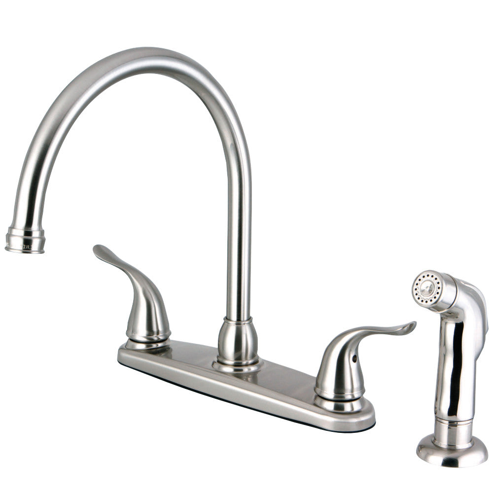 Kingston Brass FB2798YLSP Yosemite 8-Inch Centerset Kitchen Faucet with Sprayer, Brushed Nickel - BNGBath
