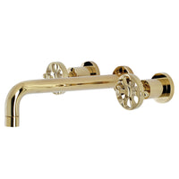 Thumbnail for Kingston Brass KS8022RX Belknap Two-Handle Wall Mount Tub Faucet, Polished Brass - BNGBath