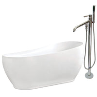 Thumbnail for Aqua Eden KTRS723432A1 71-Inch Acrylic Single Slipper Freestanding Tub Combo with Faucet and Drain, White/Polished Chrome - BNGBath