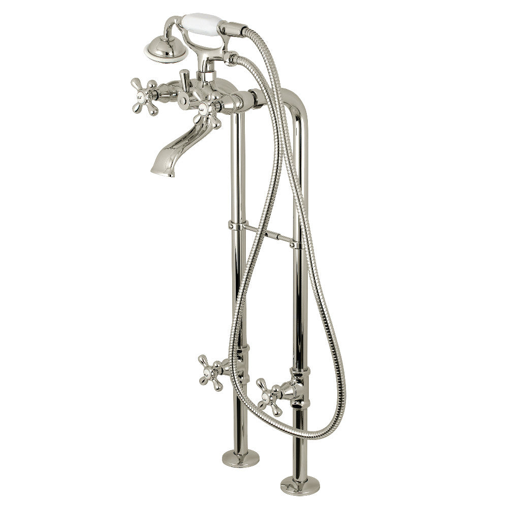 Kingston Brass CCK266K6 Kingston Freestanding Tub Faucet with Supply Line and Stop Valve, Polished Nickel - BNGBath
