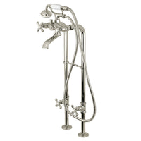 Thumbnail for Kingston Brass CCK266K6 Kingston Freestanding Tub Faucet with Supply Line and Stop Valve, Polished Nickel - BNGBath