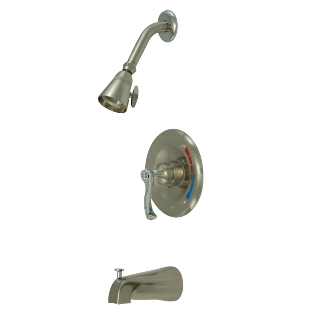 Kingston Brass KB8637FL Royale Tub & Shower Faucet, Brushed Nickel/Polished Chrome - BNGBath