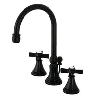 Thumbnail for Kingston Brass KS2980ZX Millennium Widespread Bathroom Faucet with Brass Pop-Up, Matte Black - BNGBath