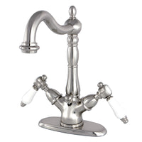 Thumbnail for Kingston Brass KS1438BPL Bel-Air Two-Handle Bathroom Faucet with Brass Pop-Up and Cover Plate, Brushed Nickel - BNGBath