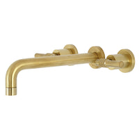 Thumbnail for Kingston Brass KS8027ML Milano Two-Handle Wall Mount Tub Faucet, Brushed Brass - BNGBath