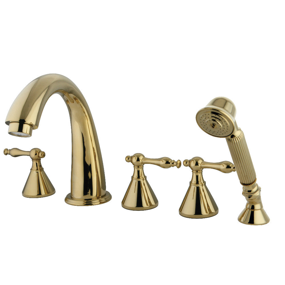 Kingston Brass KS23625NL Roman Tub Faucet with Hand Shower, Polished Brass - BNGBath