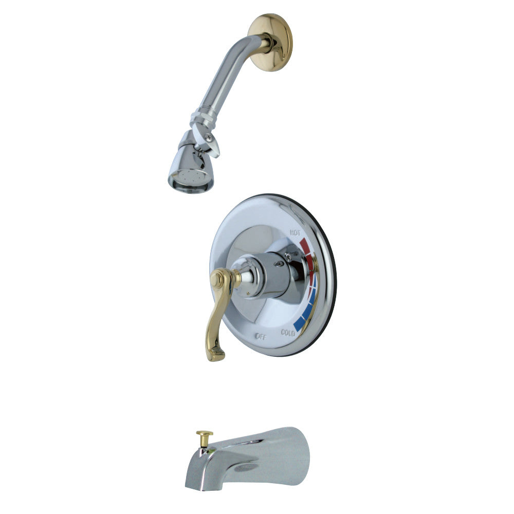 Kingston Brass KB8634FL Tub and Shower Faucet, Polished Chrome/Polished Brass - BNGBath