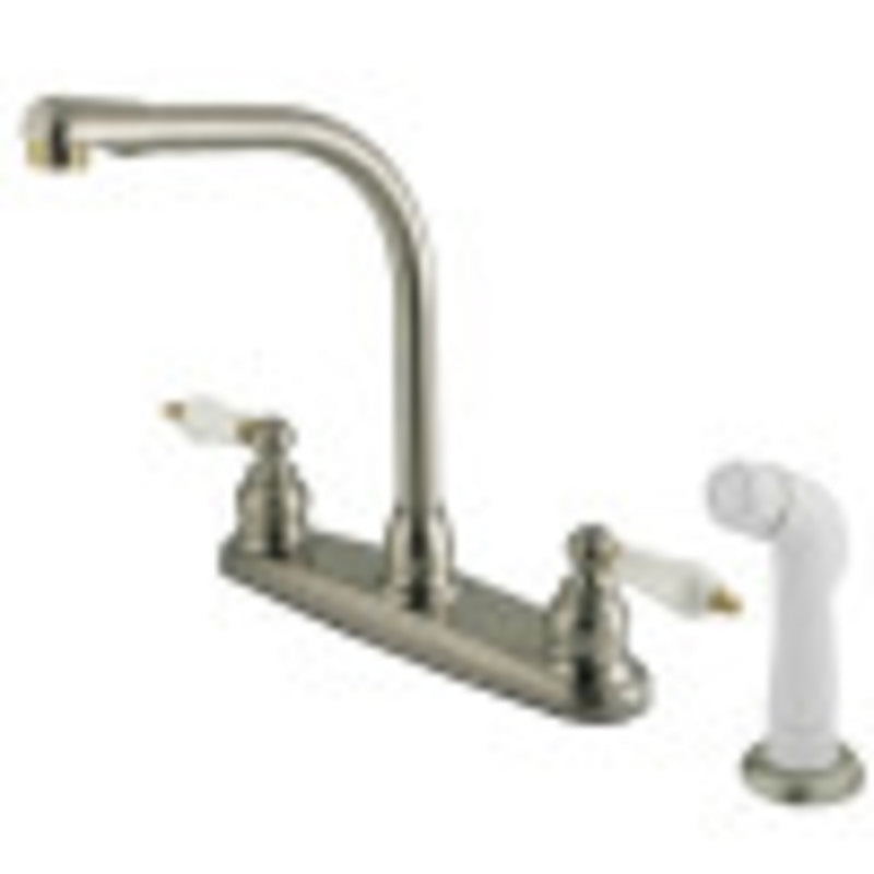 Kingston Brass KB719 Victorian Centerset Kitchen Faucet, Brushed Nickel/Polished Brass - BNGBath
