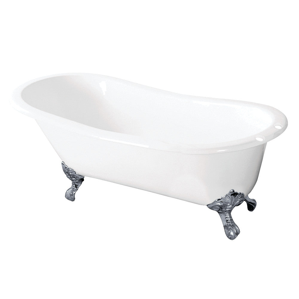 Aqua Eden VCT7D5731B1 57-Inch Cast Iron Slipper Clawfoot Tub with 7-Inch Faucet Drillings, White/Polished Chrome - BNGBath