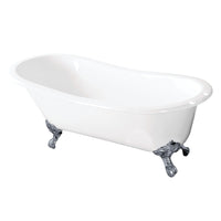 Thumbnail for Aqua Eden VCT7D5731B1 57-Inch Cast Iron Slipper Clawfoot Tub with 7-Inch Faucet Drillings, White/Polished Chrome - BNGBath