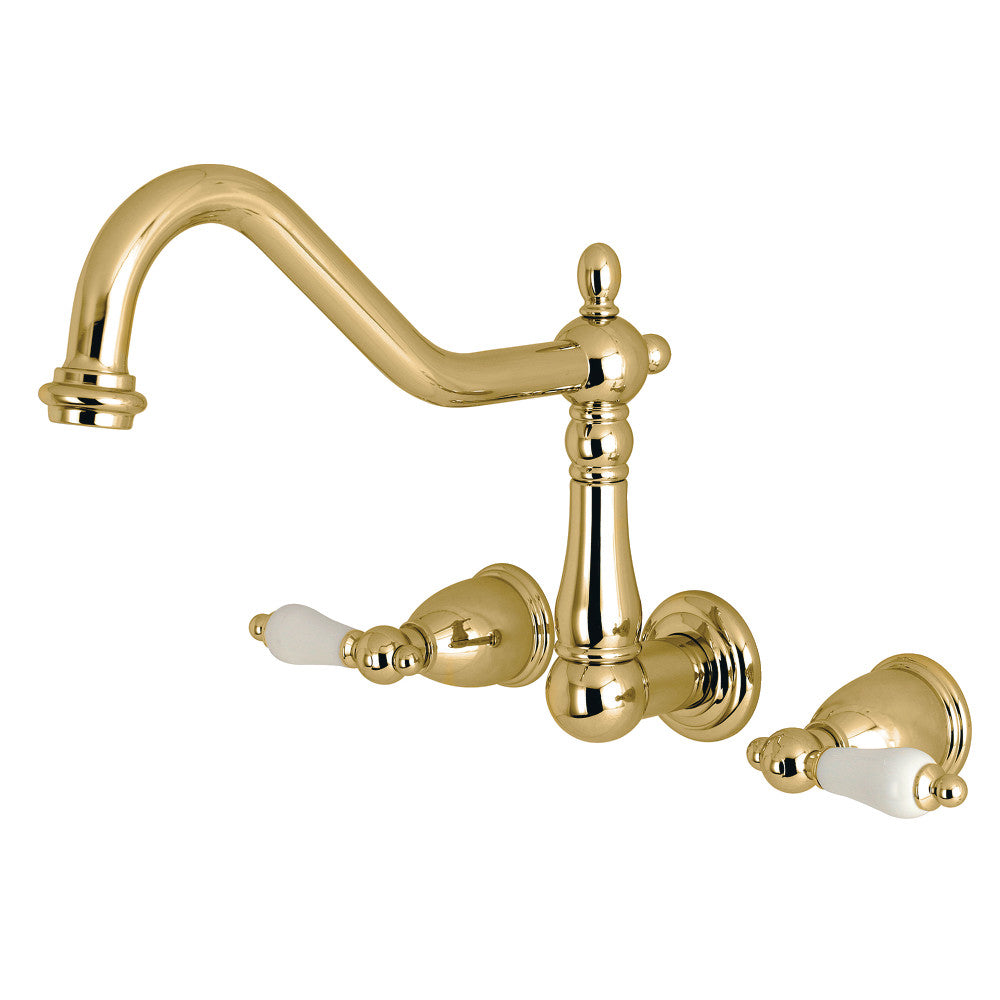 Kingston Brass KS1022PL Heritage Wall Mount Tub Faucet, Polished Brass - BNGBath