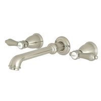 Thumbnail for Kingston Brass KS7128BAL Two-Handle Wall Mount Bathroom Faucet, Brushed Nickel - BNGBath