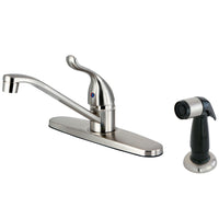 Thumbnail for Kingston Brass FB5578YL Yosemite Single Handle 8-Inch Centerset Kitchen Faucet with Sprayer, Brushed Nickel - BNGBath