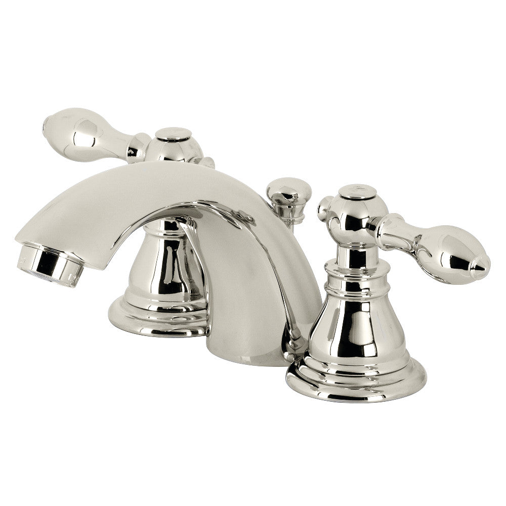 Kingston Brass KB956ACLPN American Classic Mini-Widespread Bathroom Faucet with Plastic Pop-Up, Polished Nickel - BNGBath