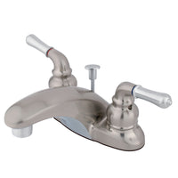 Thumbnail for Kingston Brass KB627 4 in. Centerset Bathroom Faucet, Brushed Nickel/Polished Chrome - BNGBath