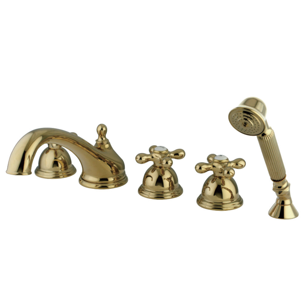 Kingston Brass KS33525AX Roman Tub Faucet with Hand Shower, Polished Brass - BNGBath