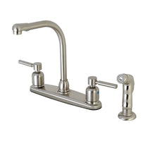 Thumbnail for Kingston Brass FB758DLSP Concord 8-Inch Centerset Kitchen Faucet with Sprayer, Brushed Nickel - BNGBath
