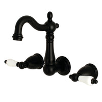 Thumbnail for Kingston Brass KS1220PL 8-Inch Center Wall Mount Bathroom Faucet, Matte Black - BNGBath