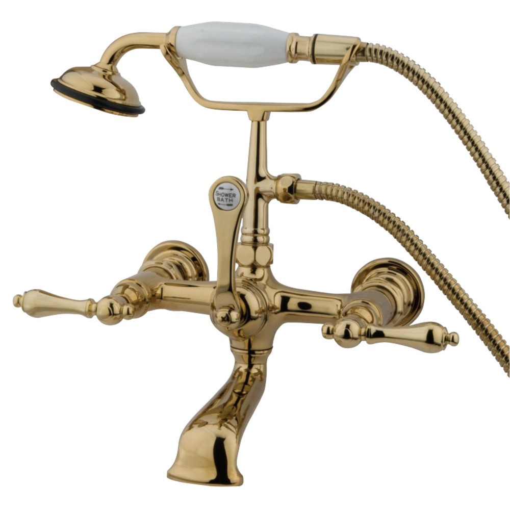 Kingston Brass CC551T2 Vintage 7-Inch Wall Mount Tub Faucet with Hand Shower, Polished Brass - BNGBath