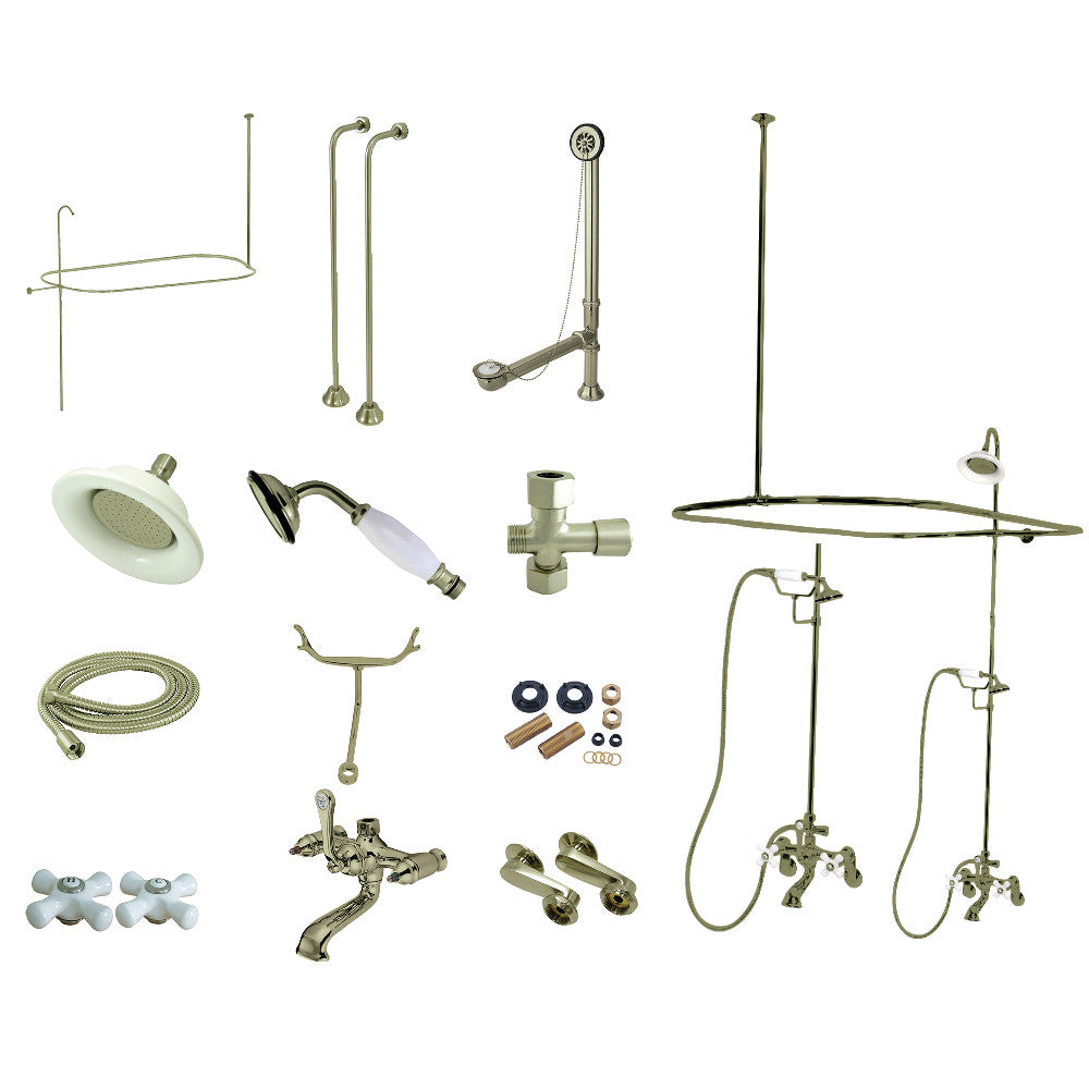 Kingston Brass CCK1148PX Vintage Clawfoot Tub Faucet Package, Brushed Nickel - BNGBath