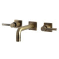 Thumbnail for Kingston Brass KS6123DL Concord Two-Handle Wall Mount Bathroom Faucet, Antique Brass - BNGBath