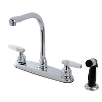 Thumbnail for Kingston Brass FB751 Americana 8-Inch Centerset Kitchen Faucet with Sprayer, Polished Chrome - BNGBath