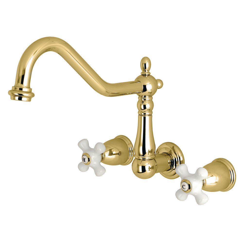 Kingston Brass KS1022PX Heritage Wall Mount Tub Faucet, Polished Brass - BNGBath