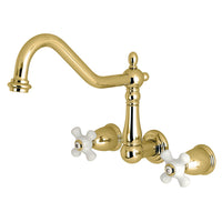 Thumbnail for Kingston Brass KS1022PX Heritage Wall Mount Tub Faucet, Polished Brass - BNGBath