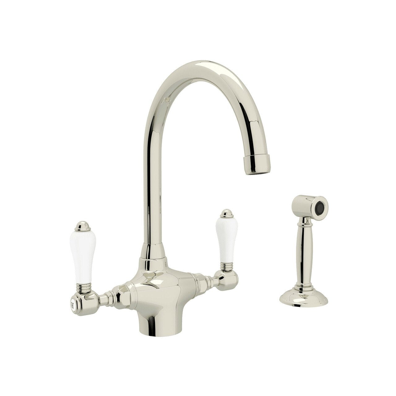 ROHL San Julio Single Hole C-Spout Kitchen Faucet with Sidespray - BNGBath