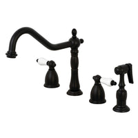Thumbnail for Kingston Brass KB1790PLBS 8-Inch Widespread Kitchen Faucet with Brass Sprayer, Matte Black - BNGBath