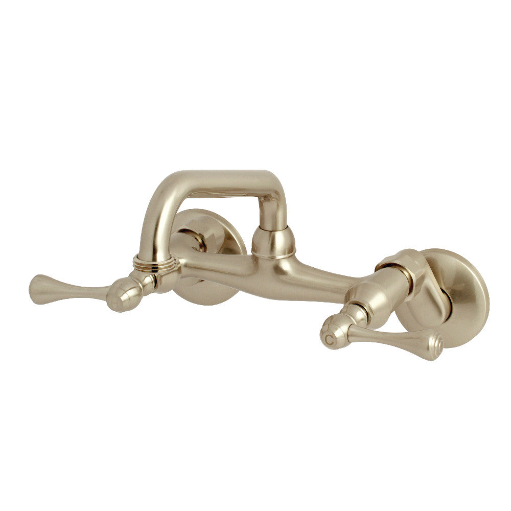 Kingston Brass KS373SN Kingston Two Handle Wall Mount Laundry Faucet, Brushed Nickel - BNGBath