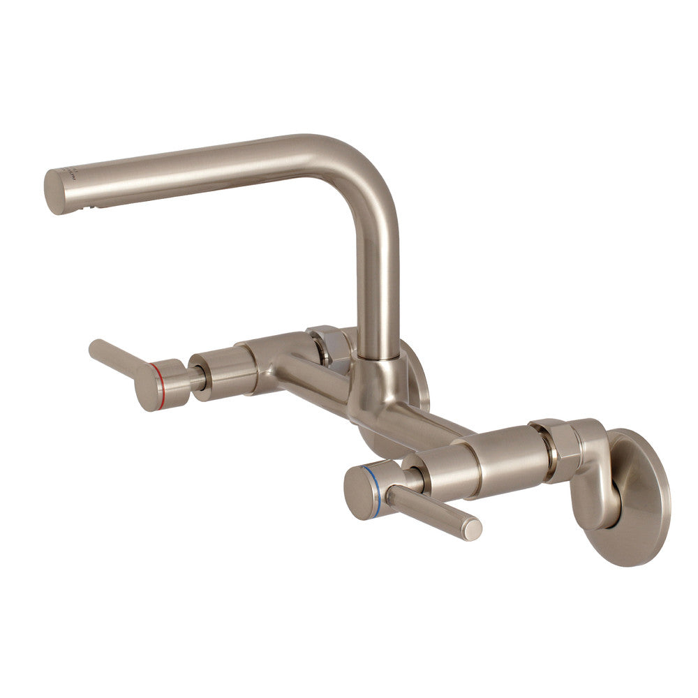 Kingston Brass Concord 8-Inch Adjustable Center Wall Mount Kitchen Faucet, Brushed Nickel - BNGBath