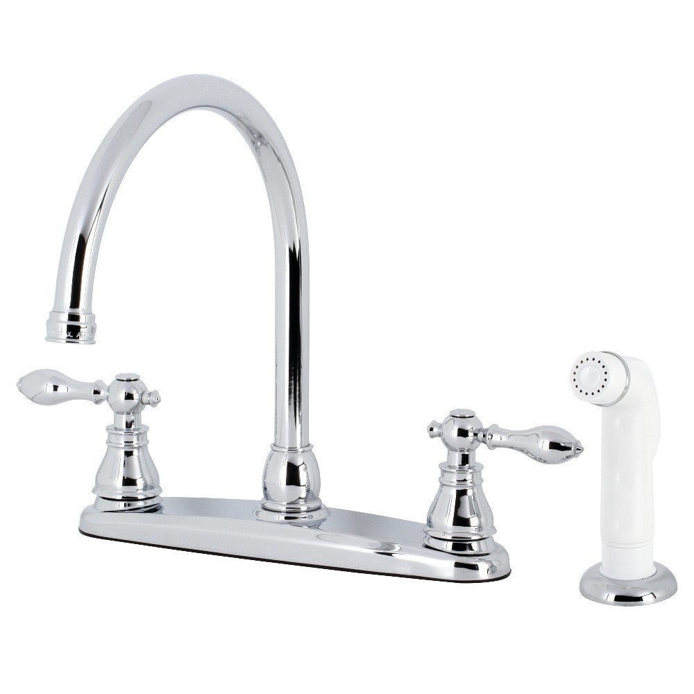 Kingston Brass KB721ACL American Classic Centerset Kitchen Faucet with Side Sprayer, Polished Chrome - BNGBath