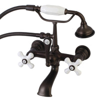 Thumbnail for Kingston Brass AE559T5 Aqua Vintage 7-Inch Wall Mount Tub Faucet with Hand Shower, Oil Rubbed Bronze - BNGBath