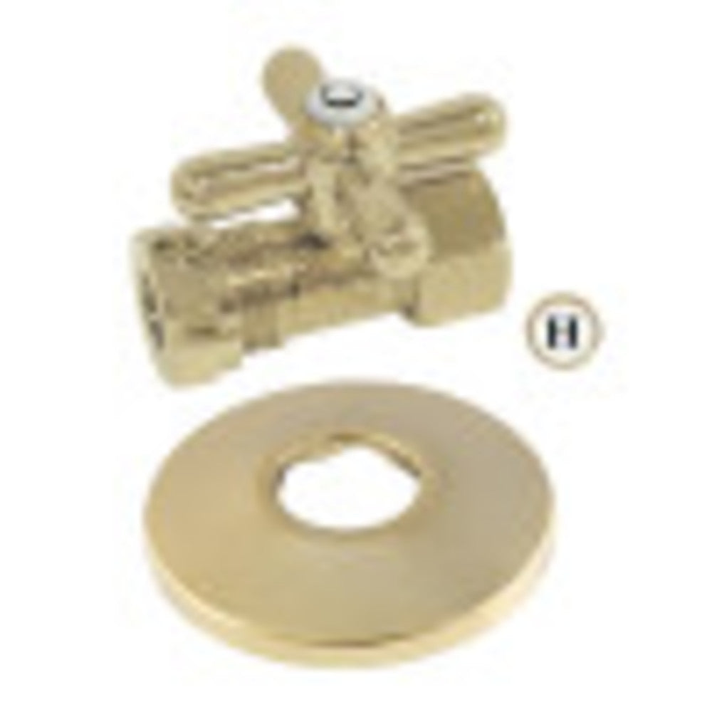 Kingston Brass CC44152XK 1/2-Inch FIP X 1/2-Inch or 7/16-Inch Slip Joint Quarter-Turn Straight Stop Valve with Flange, Polished Brass - BNGBath