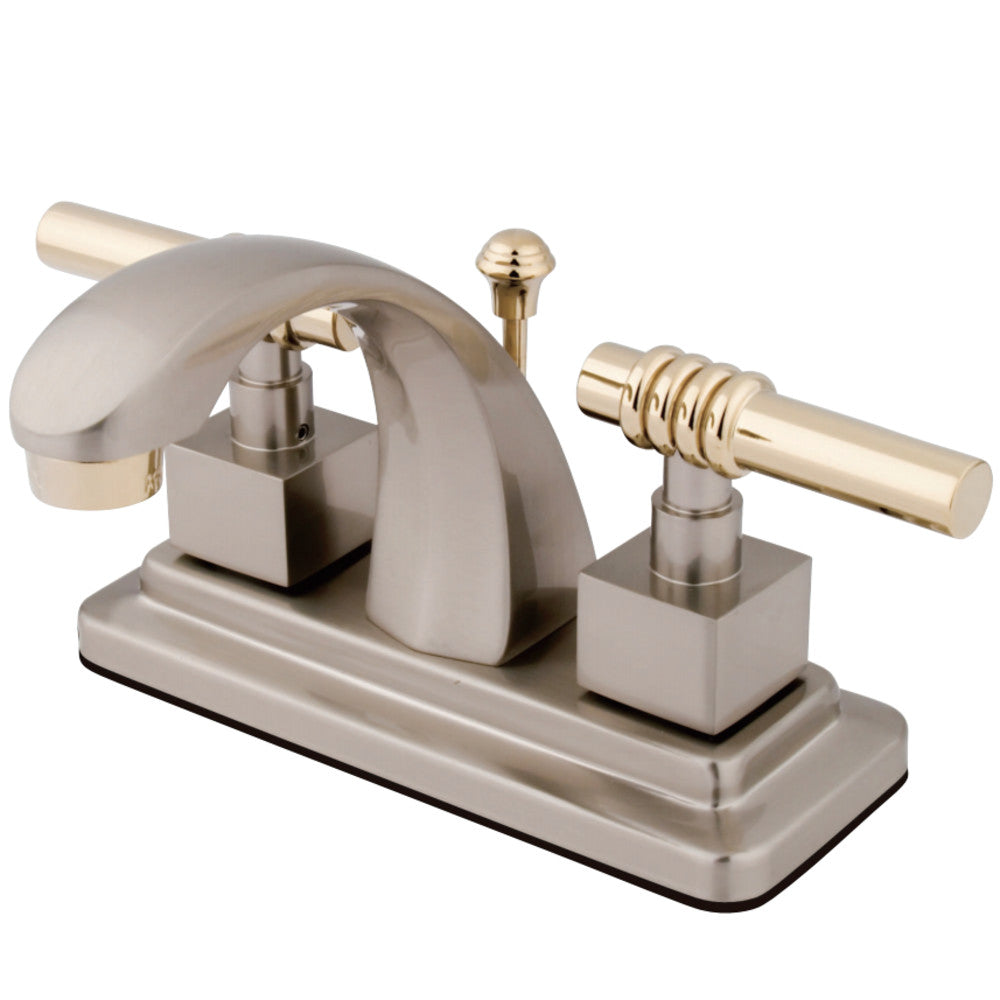 Kingston Brass KS4649QL 4 in. Centerset Bathroom Faucet, Brushed Nickel/Polished Brass - BNGBath