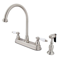 Thumbnail for Kingston Brass KB3758PLBS Restoration Centerset Kitchen Faucet, Brushed Nickel - BNGBath