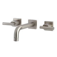Thumbnail for Kingston Brass KS6128CML Manhattan Two-Handle Wall Mount Bathroom Faucet, Brushed Nickel - BNGBath