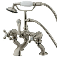 Thumbnail for Kingston Brass CC415T8 Vintage 7-Inch Deck Mount Tub Faucet with Hand Shower, Brushed Nickel - BNGBath