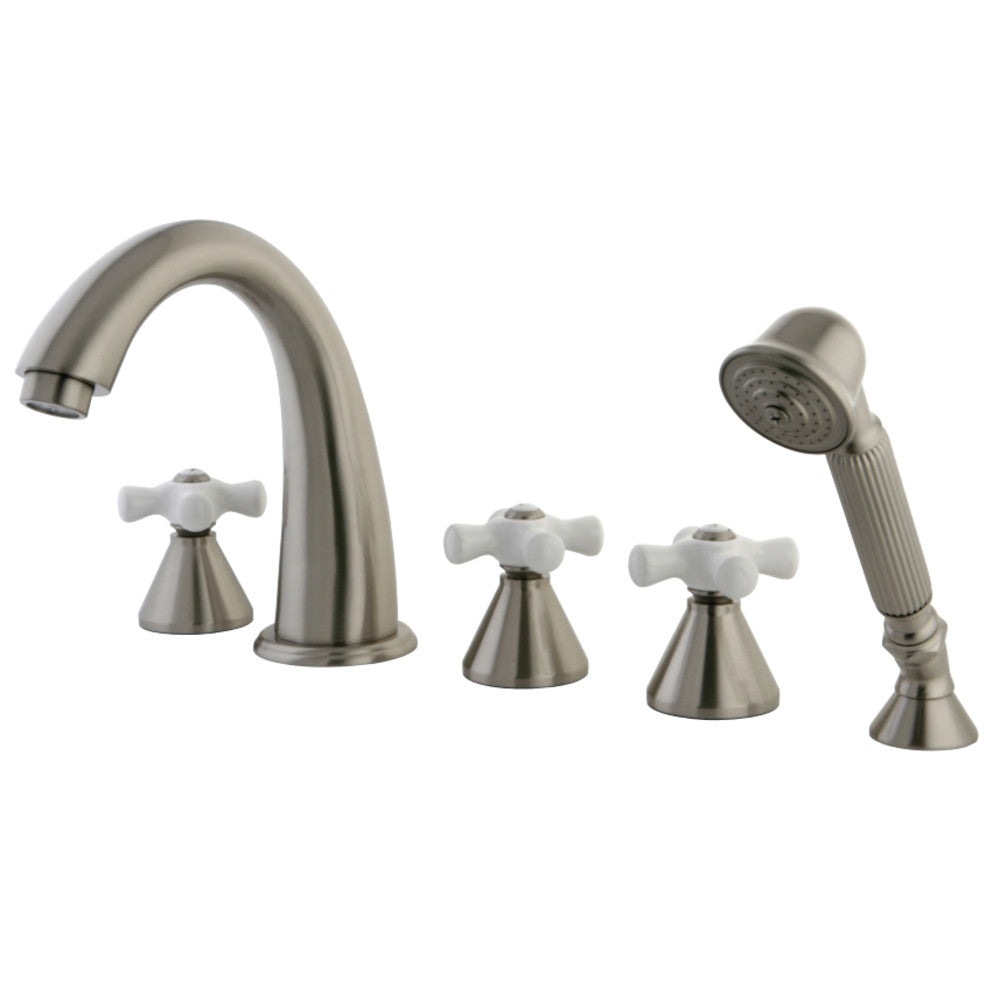 Kingston Brass KS23685PX 5-Piece Roman Tub Faucet with Hand Shower, Brushed Nickel - BNGBath