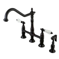 Thumbnail for Kingston Brass KS1275WLLBS Wilshire Bridge Kitchen Faucet with Brass Sprayer, Oil Rubbed Bronze - BNGBath