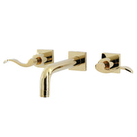 Thumbnail for Kingston Brass KS6122DFL NuWave Two-Handle Wall Mount Bathroom Faucet, Polished Brass - BNGBath