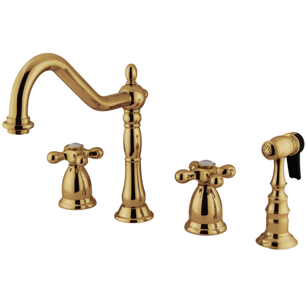 Kingston Brass KS1792AXBS Widespread Kitchen Faucet, Polished Brass - BNGBath